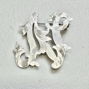 Vintage Sterling 925 Silver Initial Letter “N” Brooch Pin Mexico